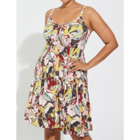 Torrid Super Soft Bow Front Skater Dress Floral Torrid size 1 US size 14-16 - Picture 8 of 8